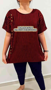 Blouse Wanita 5XL Rekaan Biasa Saiz Besar Kualiti Baik Bahan Sejuk Nyaman untuk Dipakai