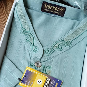 Cari Murah (BONUS DUS) Baju Koko Pria Terbaru Hijau Mint Lengan PENDEK Bordir