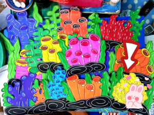 สำหรับสื่อการเรียนการสอน สาหร่ายทะเล ปะการัง งานสื่อทำมือคละแบบ 3 ชิ้น