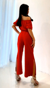 Girls Off-Shoulder Terno Set | Korean Fashion Wide Leg Pants Outfit for Kids | Trendy Casual & Party Wear | Ages 8-12