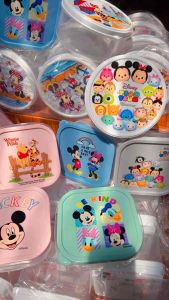 กล่องถนอมอาหาร ลายลิขสิทธิ์แท้ Disney เนื้อพลาสติกเกรดA สีใส พิมลายชัด กล่องถนอมอาหารพลาสติก กล่องกลมมีฝาปิด