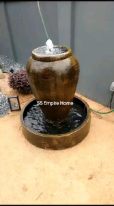 S83 Feng Shui 100cm Sandstone Round Water Pond Pot Fountain Garden Water Feature Balinese 风水流水喷泉瀑布池 Fish Outdoor