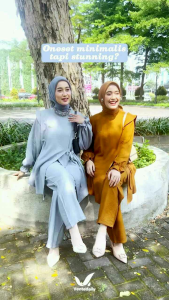 Vente Daily Anabia Oneset Premium Setelan Wanita Muslim Jumbo Terbaru Kekinian Bahan Linen Crespo