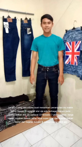 Celana Jeans Panjang Pria POPULER SEMI Denim Bahan Melar Lentur