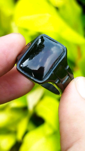 Cincin Batu Pria Kecubung Wulung Pekat Kotak Kantoran