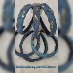 BANDO KEPANG JEANS IMPORT / BANDANA KEPANG ELASTIS KOREAN STYLE / BANDO KEPANG RANTAI / JEANS BRAID HEADBAND / BKK7812