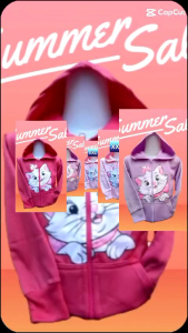 TERBARU JAKET SWEATER HOODIE ANAK MARIE CAT USIA 1 s/d 12 TAHUN ZIPPER BAHAN TEBAL