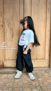 STELAN KAOS SERUT KUROMI CELANA CARGO SKRIT ANAK