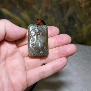 Premium natural Nephrite caramel brown & white 2 tones Tiger Jade pendant (with certificate)