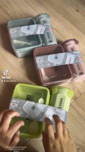 LUNCH BOX SET KOTAK BEKAL SET ANAK DEWASA KAPASITAS 1000ML + 450ML FREE BOTOL MINUM FREE SENDOK KODE 8216