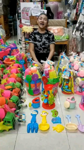 ชุดกังหันเล่นน้ำ เล่นทราย พร้อมอุปกรณ์ พลาสติก คละสี สวยงาม ของเล่นชายหาด  ของเด็กเล่น No.C355  No.C344