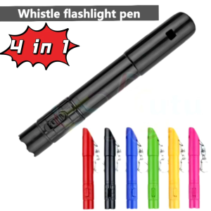 Trevel Outdoor Portable Mini Flashlight Survival Whistler Pen 4in1