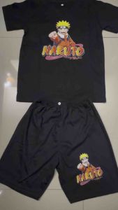 Celana Pendek Setelan dengan Kaos Oblong Anak Usia 1-10 Tahun Sablon Karakter Naruto