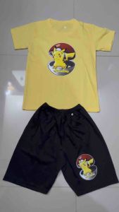 Setelan Pakaian Anak Laki-Laki 1-10 TAHUN: Kombinasi Kaos dan Celana Sablon Gambabr Karakter PIKACU