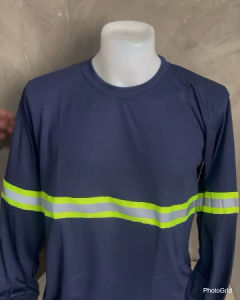 Mens Cotton With Neon Reflector Long Sleeved Shirt FREESIZE L/XL Construction Long Sleeve