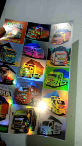 STIKER TRUK OLENG ISI 14 PCS BAHAN HOLOGRAM(PELANGI) 1 lembar ukuran 21cm x 30cm