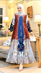 Nuriel Shop - Gamis Medina - Baju Gamis Wanita Model Terbaru Bahan Diora Silk - Gamis Motif - Gamis Pesta/Gamis Lebaran/Kondangan - Nura Collection Official
