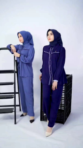 ARRAFI Nasya One Set: Setelan Oneset Wanita Dewasa Rayon Premium Polos Lengan Panjang √ Armyna Hijab ||