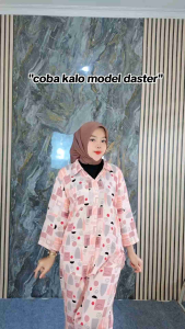 alline - Baju Daster Busui Tangan 3/4 Bahan Rayon Dress Teebaru 2025 Trend Wanita