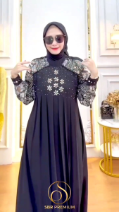 DRESS GAMIS SET HIJAB MODE DELEEN TERBARU BY SBR 100% ASLI REAL