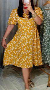 XL TO 2XL • Daphne Plus Size Side Belted Overlap Dress
