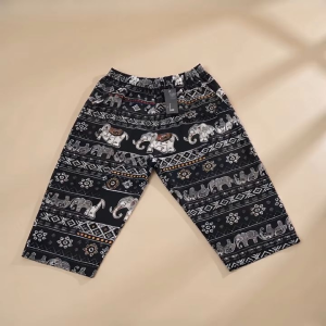 PLUS SIZE 5XL Seluar 3 Suku Wanita Corak Gajah Elastik Lady Casual Elastic 3 Quarter Pant Elephant