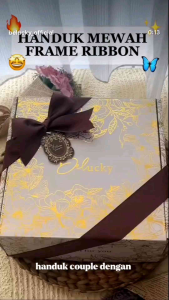 Handuk Couple Seserahan Hampers Ready Bordir Pasangan Gift Set Box Kado Pernikahan Wedding Gift + Box + Kartu ucapan- RIBBON