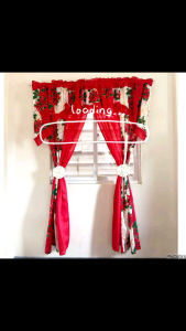 Christmas Red/White Matchy Curtains Door /Window/kitchen