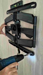 Double Arm Full Motion TV Bracket/TV Wall Mount 40/Swivel/Turn Left Right/Tilt Up Down/Slim/Solid/Smooth/KLC-X6 Black) "-75"