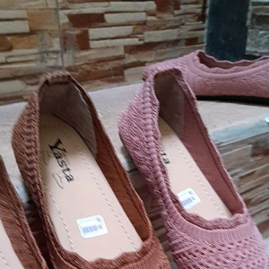 Promo 6.6 Sepatu  Rajut Wanita Elegan Terbaru Balet Import/Balet Slip On anti slip/Balet karet Flat Yasta Rajut Series Import Sol Karet (C0D)