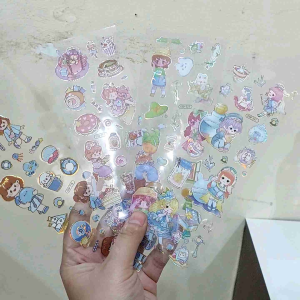 STIKER KARTUN KOREA ANTI AIR STIKER KACA AESTHETIC DECO JURNAL SCRAPBOOK BOTOL MENGKILAT