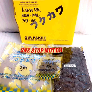 GEAR SET NINJA RR 150 2TAK FUKUKAWA ORI ASLI 520H-104L 39T-14T GIR PAKET / GIR SET FKKW