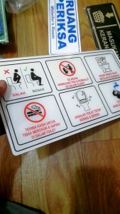 Akrilik Etika Kamar Mandi Siram Toilet Cuci Tangan Dilarang Membuang Pembalut Stiker Acrylic