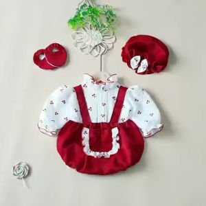 Body Túi Đỏ Đô Phối Cổ Trắng Cho Bé Gái 3 Đến 12kg Chất Đũi Mềm Mát - A470