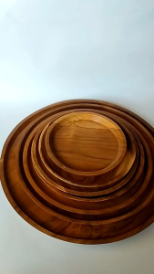 Nampan Bulat Kayu Jati Asli Kwalitas Premium Tebal Halus dan Rapih