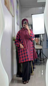 LC1078 Premium Oversized Retro Kemeja Fashion Terbaru