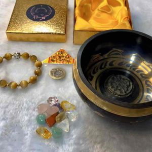 Fortune Bliss Gold Tiger Eye Crystal 10K Gold Evil Eye Charm Bracelet