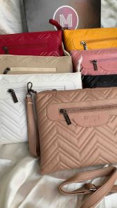 MANINO Tas Clutch Bordir Zigzag Premium Asesoris Hitam Black Nikel Bisa Selempang dengan Dua Tali Panjang Dan Tali Pendek