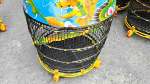 SANGKAR BURUNG MAHKOTA NAGA SUPER KANDANG PERKUTUT KAYU MOTIF TERBAIK FULLSET MURAH BERKUALITAS - WARNA BIRU