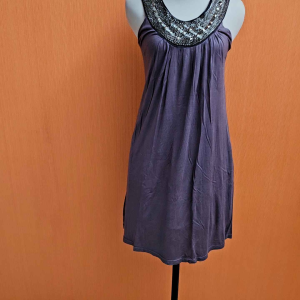 mini midi dress wanita abu tua CHIC SIMPLE cewek S M kutung santai cute