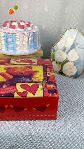 กล่องเค้ก 3 ปอนด์ ทรงปกติ พิมพ์ลาย (10ใบ/แพ็ค)