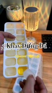 Khay đá silicon có nắp đậy 14 viên đựng đá để tủ lạnh làm thạch rau câu kem hàng cao cấp việt nam