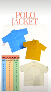 Mens Polo Jacket School Uniform Colored Blue Yellow White Size Chart Included