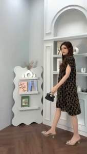 Daster Motif Guc*i Bahan Santung Premium Busui nyaman tebal