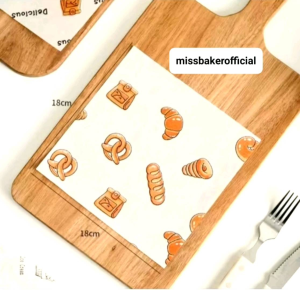 ￼[50PCS] KERTAS ALAS BENTO | WAX PAPER LAMINASI FOOD GRADE ￼ BAKING PAPER ALAS CAKE motif 18x18cm