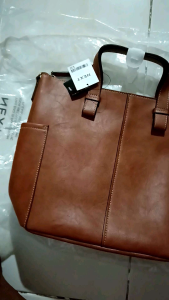 NEXT Contrast Strap Handheld Shopper Bag in Tan Brown