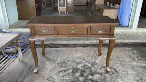 ส่งฟรี.. (ประกอบแล้ว) โต๊ะทำงานไม้สัก กว้าง 120 x ลึก 60 x สูง 80 cm. โต๊ะไม้สัก โต๊ะบัญชีไม้สัก โต๊ะคอนโซล โต๊ะวางทีวี โต๊ะไม้วินเทจ งานสวยตรงปก