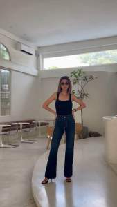 Aevelyn Jeans กางเกงยีนส์รุ่น Bowky Midnight Blue High Waist Flare Jeans Premium Japanese Denim