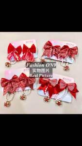 (Ready Stock 现货🇲🇾) New Year Red Color Chinese Style Bowknot Girls Tassels Bell Hairpin Hair Clip 新年款红色中国风蝴蝶结女童流苏铃铛发夹