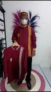 Baju koko bordil Aceh motif pucuk rebung